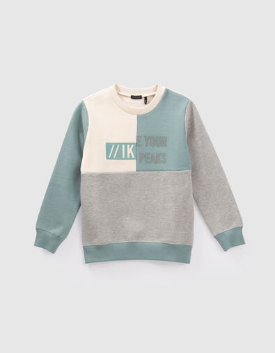 Sweater in grijs, groen, ecru rubber visuals jongens - IKKS
