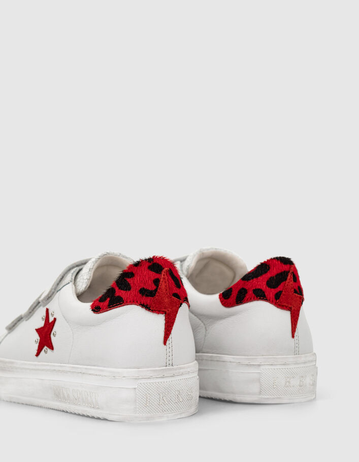 Women’s white star image leather trainers + leopard detail - IKKS