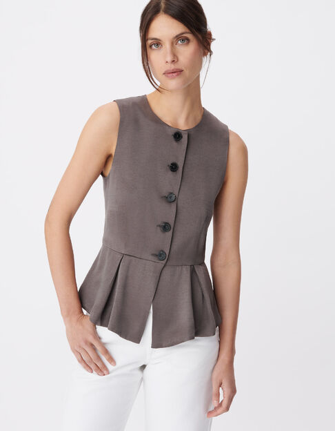 Lyocell&reg; grijs mouwloos damesvest - IKKS