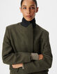 Manteau long droit kaki lainage Femme-5