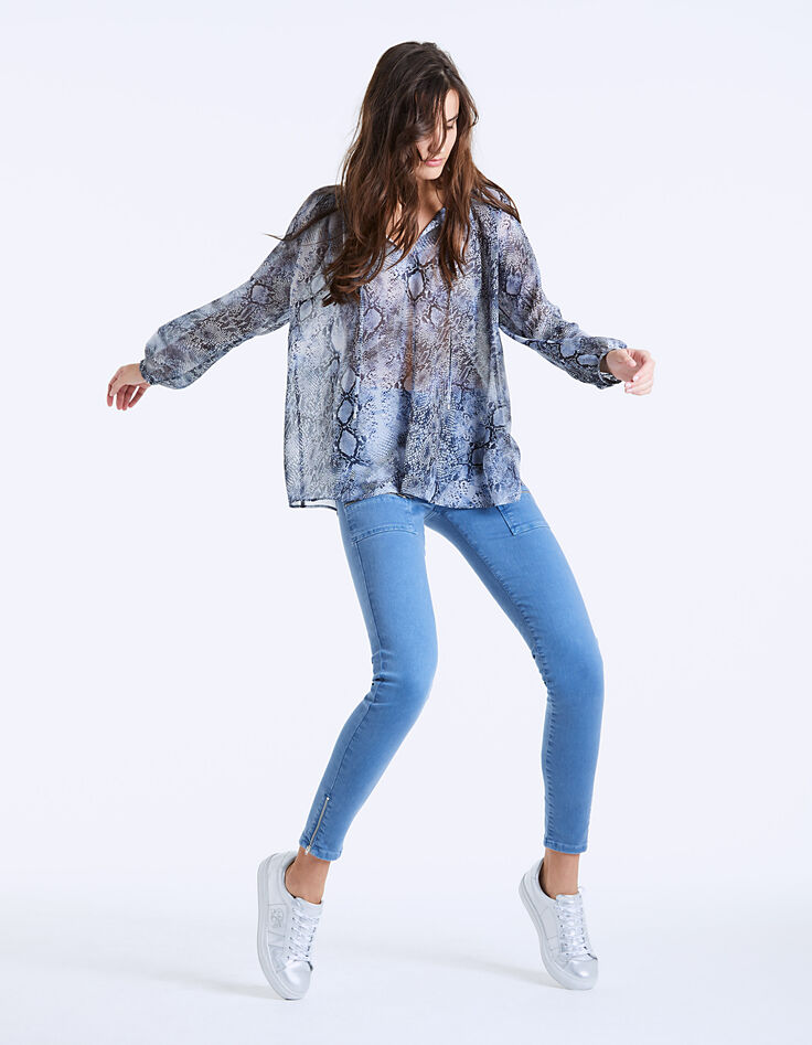 Blouse en voile imprimé python femme-5