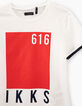 Camiseta blanco roto con marco rojo niño -2