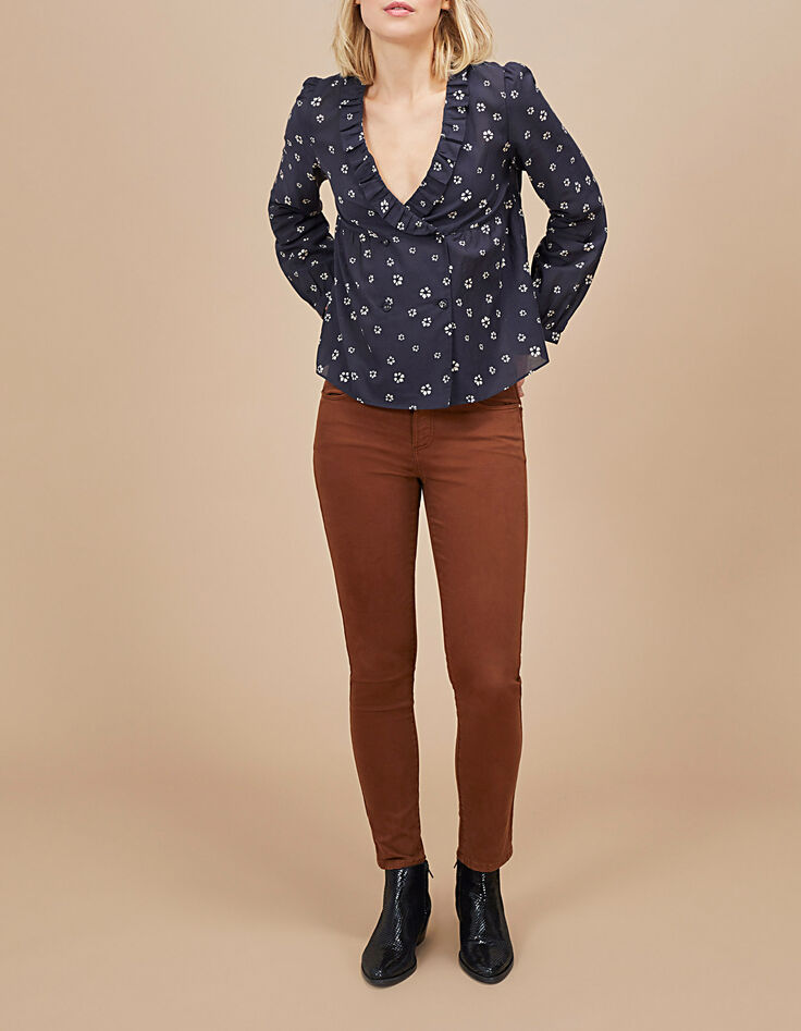 Blusa negra con estampado floral I.Code-5