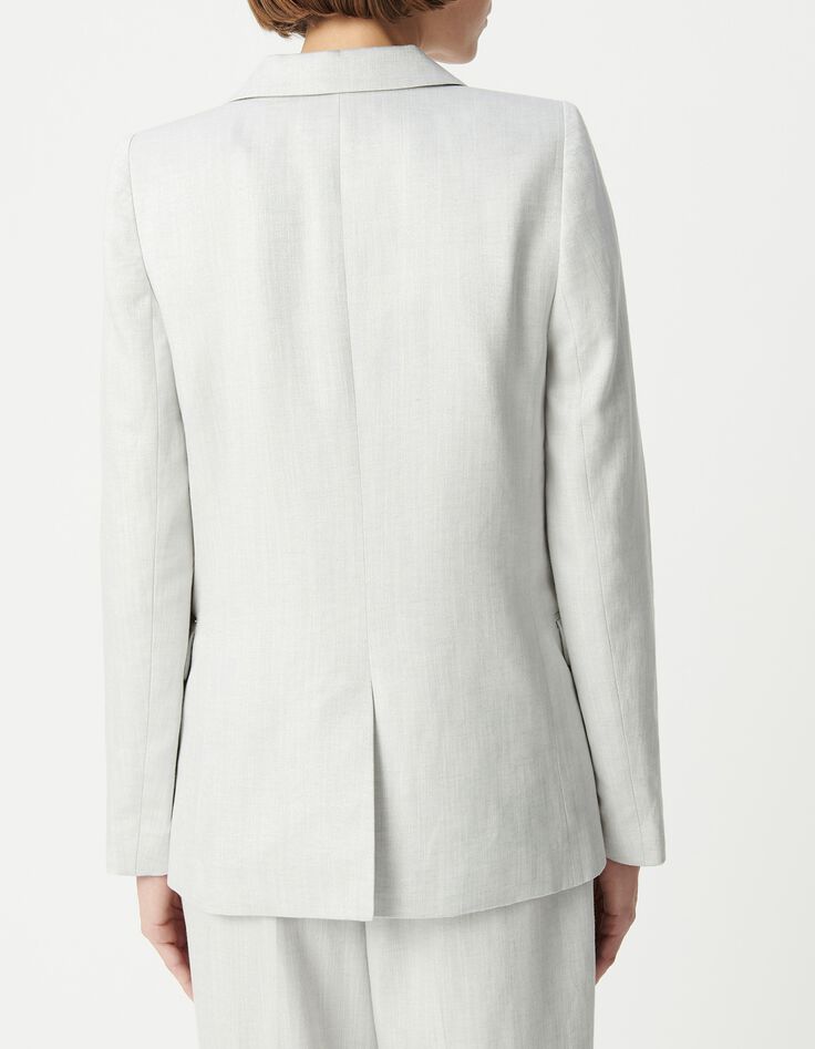 Veste de costume crois&eacute;e gris paillet&eacute; Femme-3