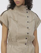 Women’s light khaki Terra Denim dress, studded high neck-3