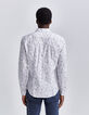 Men&rsquo;s white Liberty fabric SLIM shirt with blue flowers-3