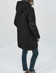 Parka mi-longue surpiquée twill coloris noir capuche femme-2