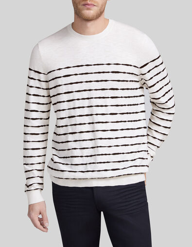 Pull marini&egrave;re stuck tricot ray&eacute; noir Homme - IKKS