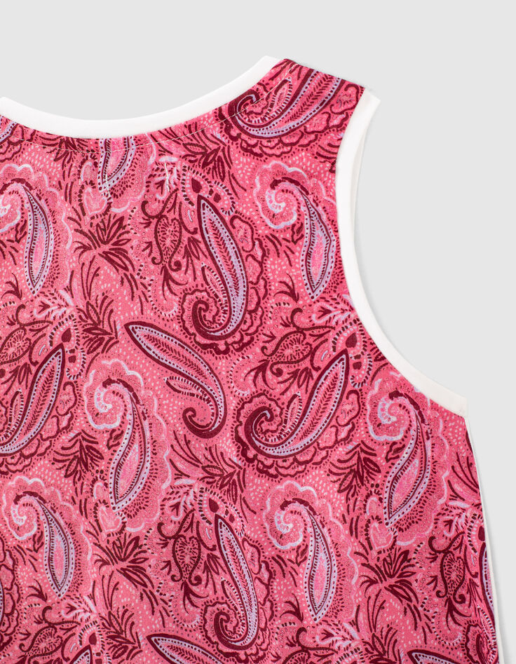 Witte top in twee materialen rug roze kasjmier meisjes-7