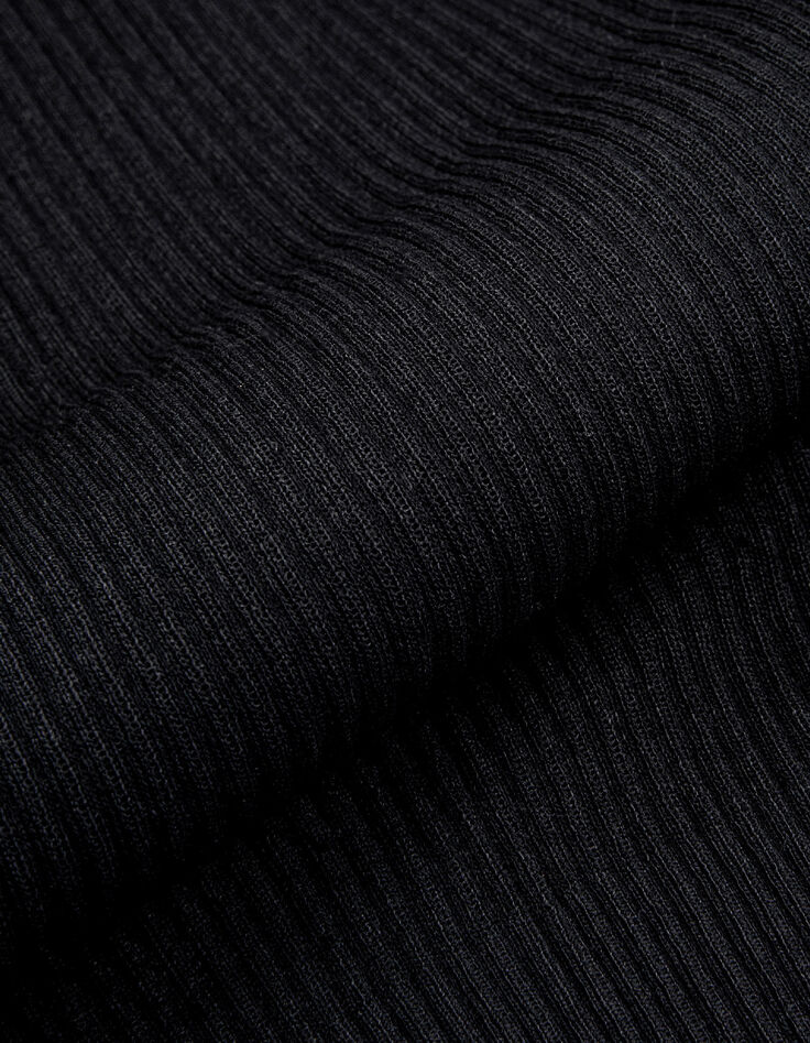 Cardigan manches longues noir maille pliss&eacute;e Femme-7