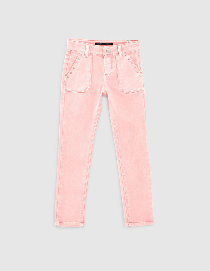 Girls’ medium pink studded slim jeans - IKKS