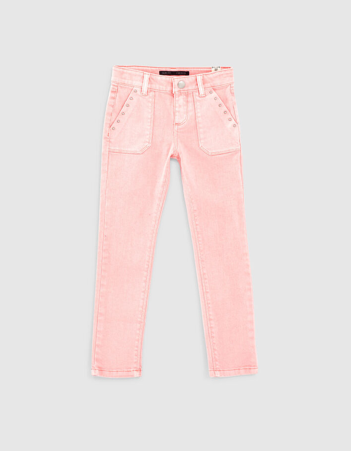 Girls’ medium pink studded slim jeans-2