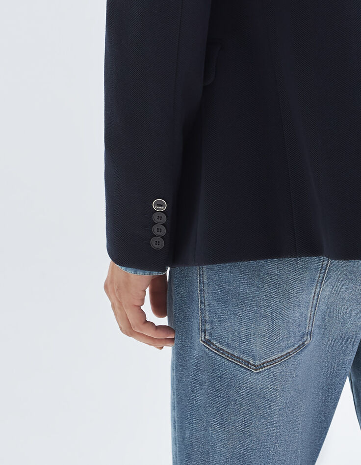 Men’s navy textured knit jacket-3