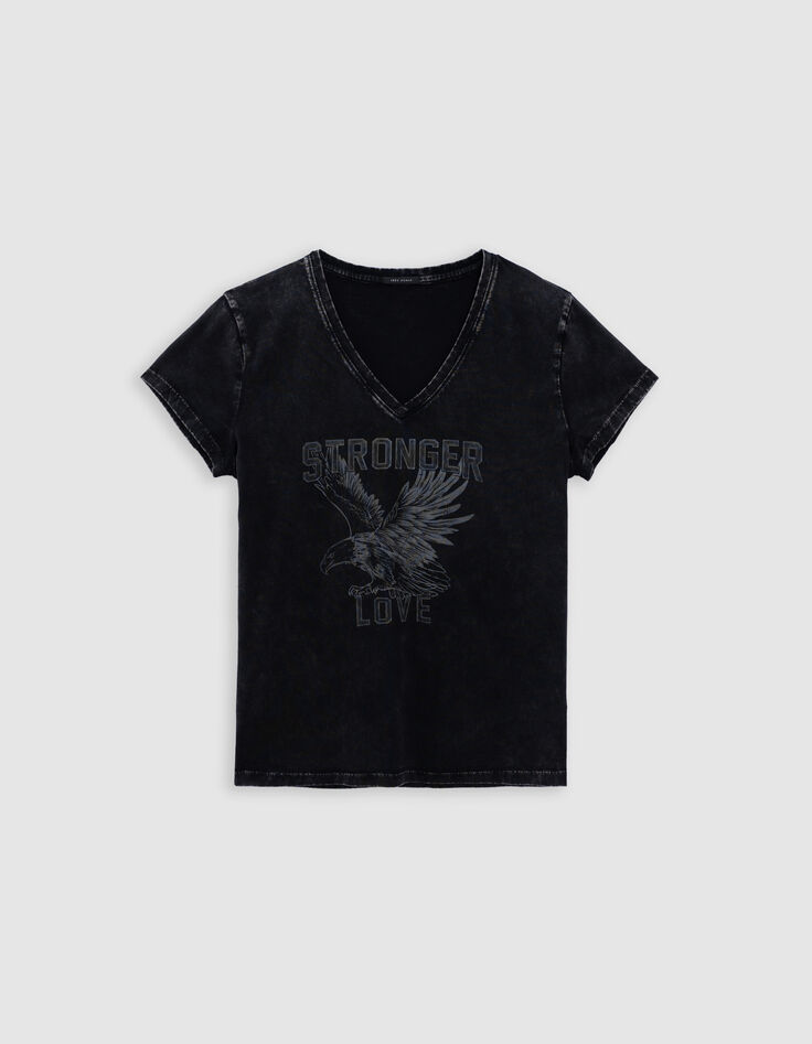 Graues T-Shirt, Rundhals, Rock, Adler-5