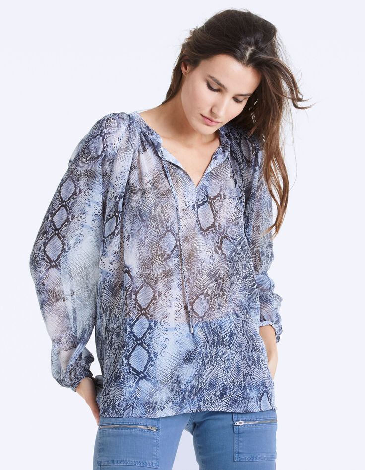 Blouse en voile imprimé python femme-2
