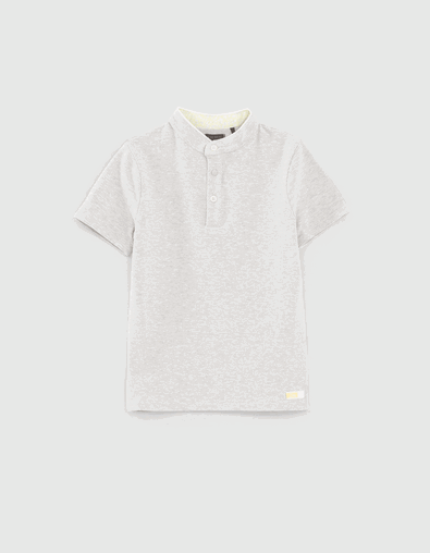 Polo gris chin&eacute; maille fantaisie gar&ccedil;on - IKKS