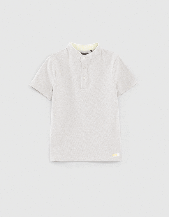 Polo gris chiné maille fantaisie