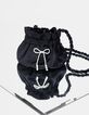 Schwarze Mädchen-Eimertasche Pannesamt-8