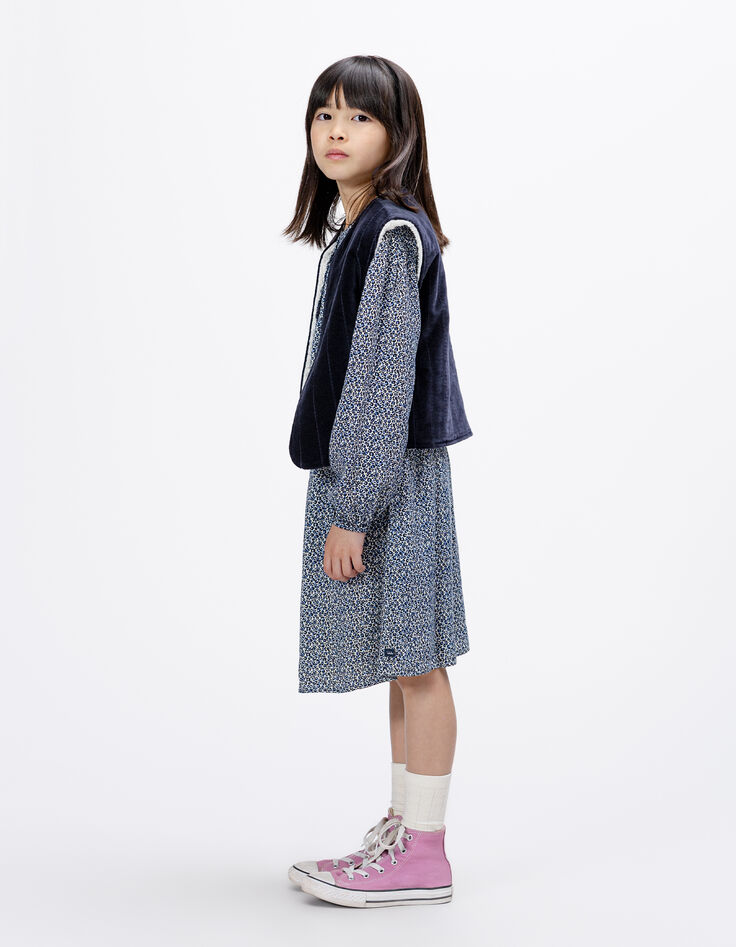 Marineblaues 2-in-1-Mädchen Kleid Leoprint und Weste-2 Marineblaues 2-in-1-Mädchen Kleid Leoprint und Weste-2