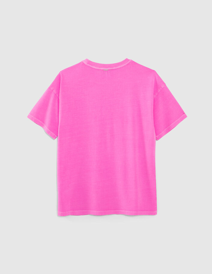 Camiseta rosa fluo mensaje purpurina niña - IKKS