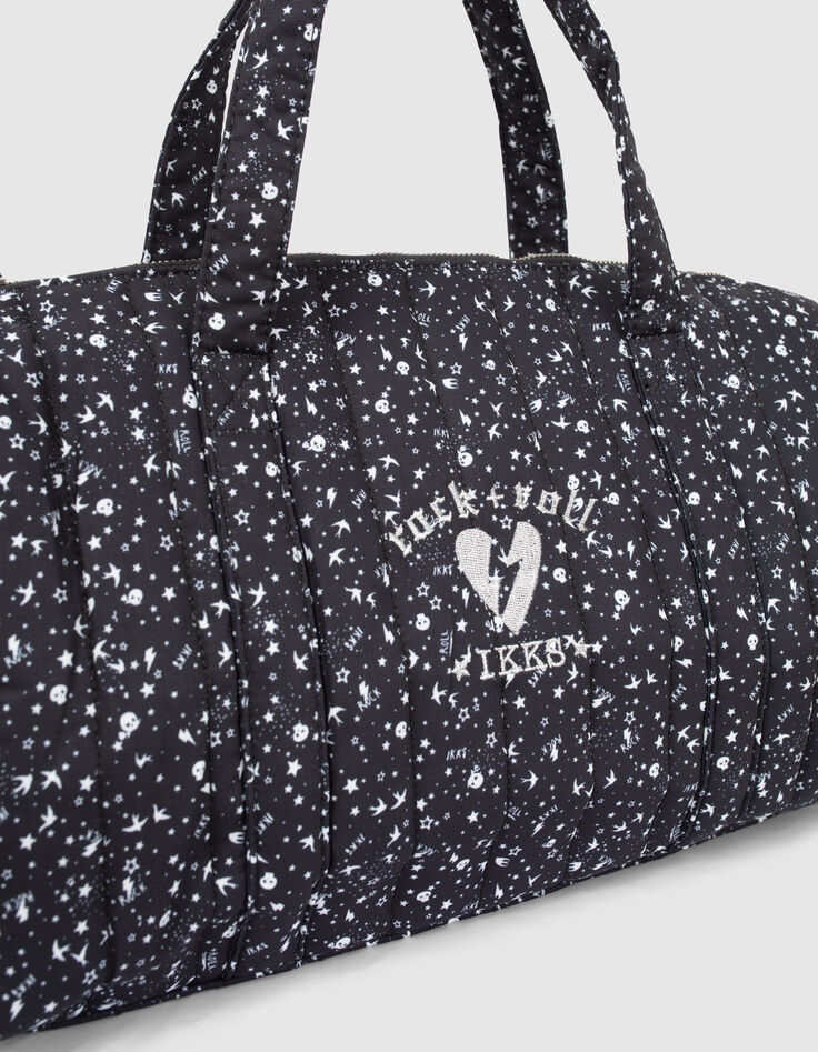 Schwarze M&auml;dchenbowlingtasche mit dezentem Rocker-Print-2