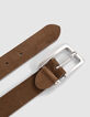Women's open buckle velour leather sand belt-4