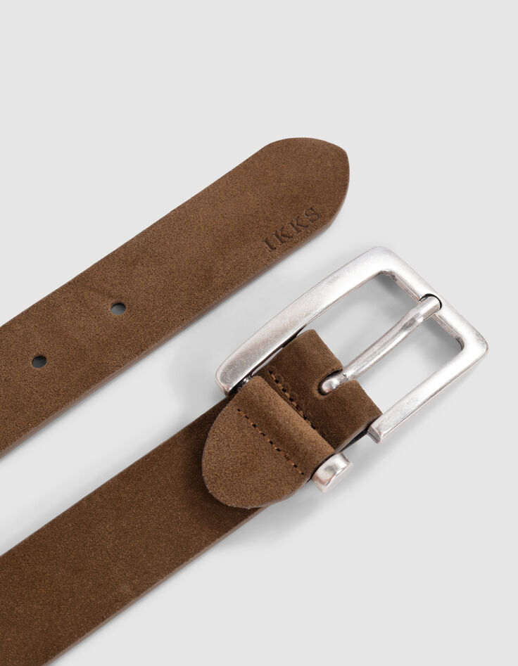 Women's open buckle velour leather sand belt-4