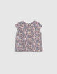 Blouse parme Ecovero® à imprimé végétal bébé fille-3