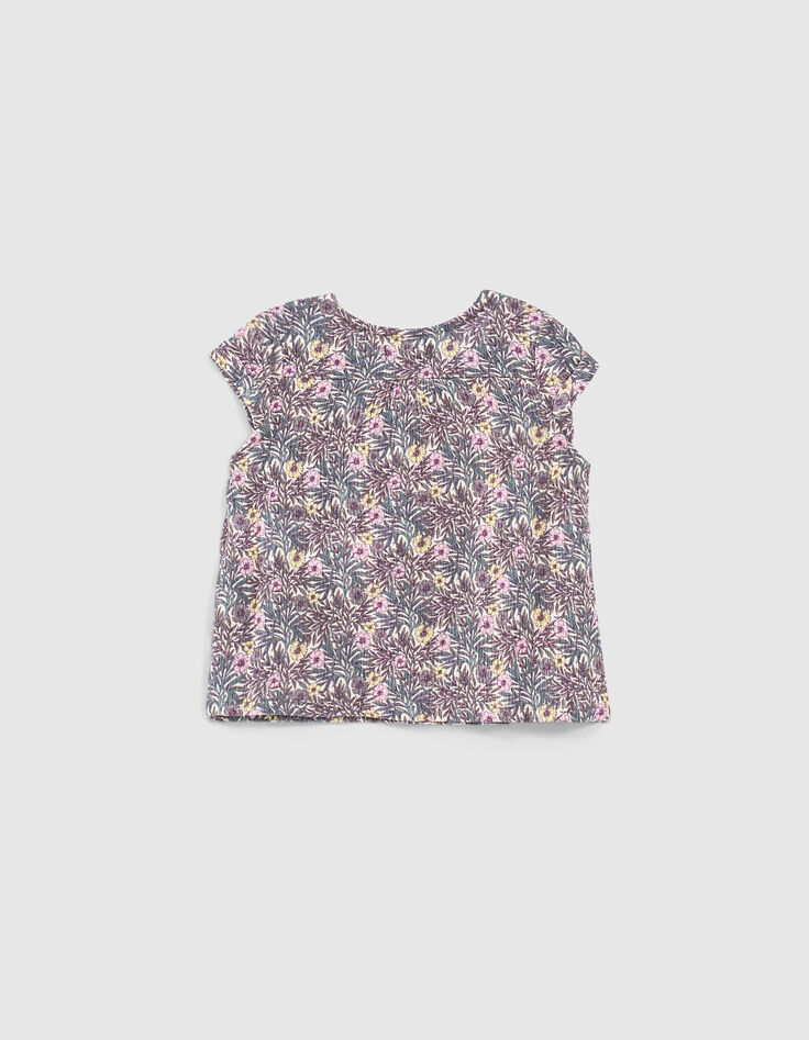 Blouse parme Ecovero® à imprimé végétal bébé fille-3