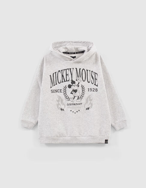 Girls’ grey IKKS–MICKEY hoodie with print and embroidery
