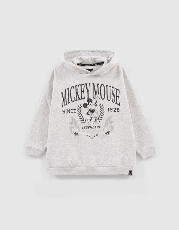 Grey IKKS–MICKEY hoodie with print and embroidery
