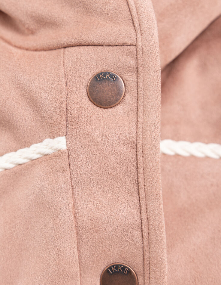 Girl's pink suede and fur coat-5