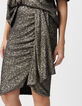 Jupe courte grise drapé asymétrique sequins métallisés Femme-4