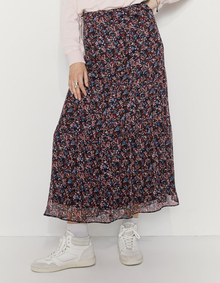 Falda larga amplia volantes floral mujer-2 Falda larga amplia volantes floral mujer-2