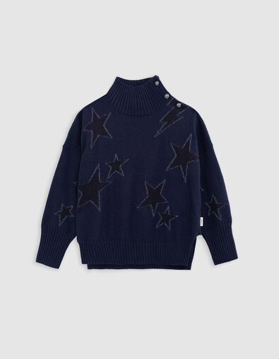 Jersey punto azul marino estrellas Intarsia niña - IKKS