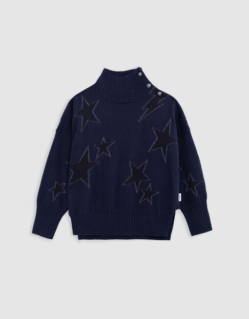 Jersey punto azul marino estrellas Intarsia niña - IKKS