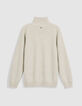 Cardigan col camionneur blanc tricot zipp&eacute; Homme-7