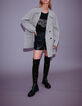 Women’s grey mid-length coat with diamante-1