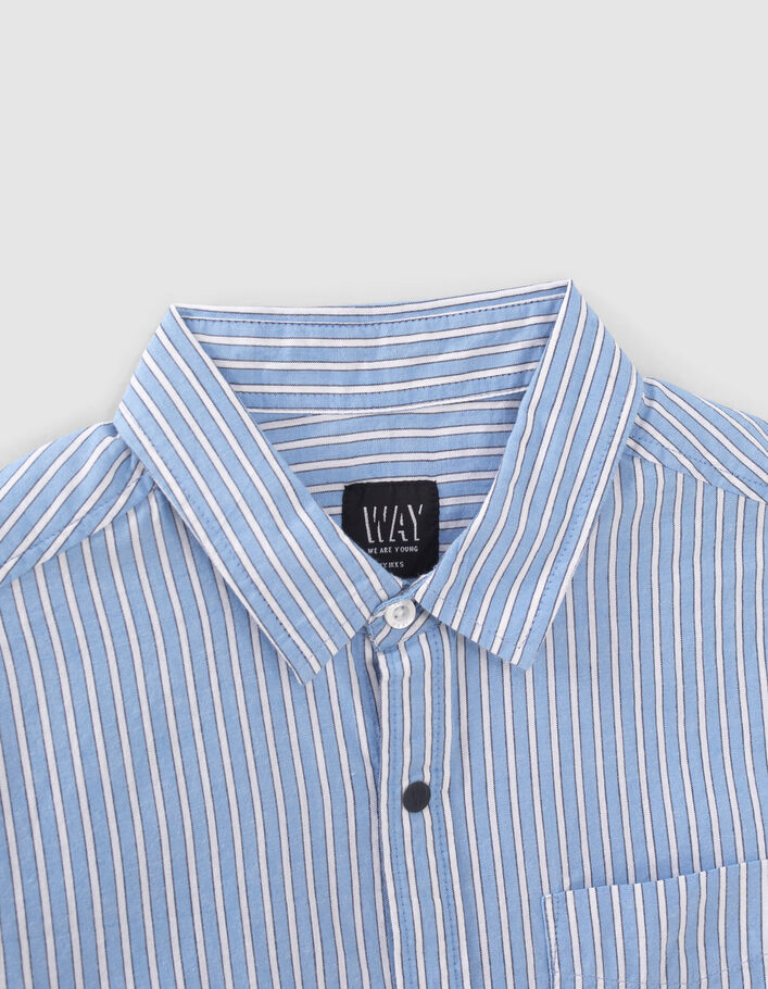 Boys’ ecru shirt with blue stripes-2