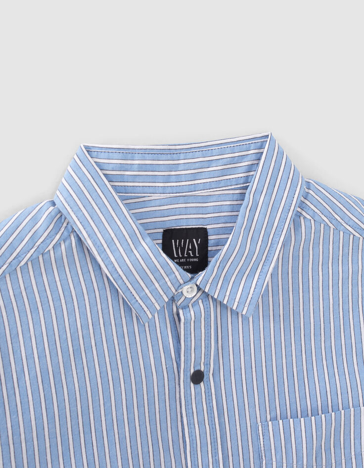 Boys’ ecru shirt with blue stripes-2