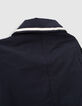 Trench navy de nailon con capucha extraíble para niña -7