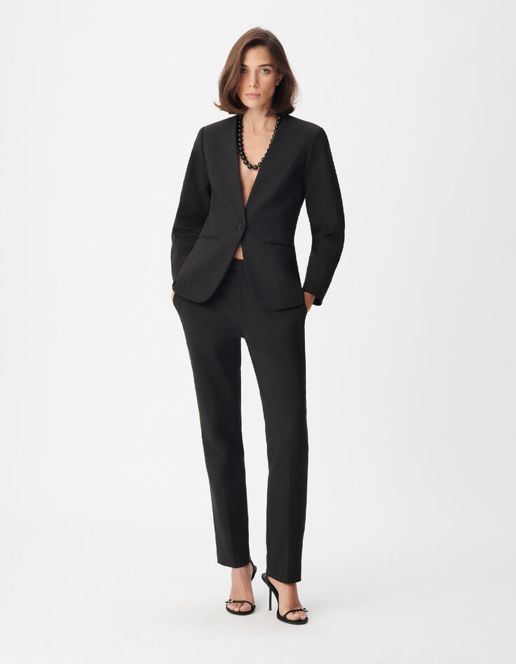 Pantalon de tailleur noir maille Milano Femme-1