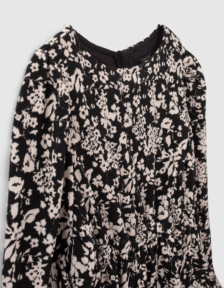 Robe noire effet portefeuille imprim&eacute; graphique fille-2