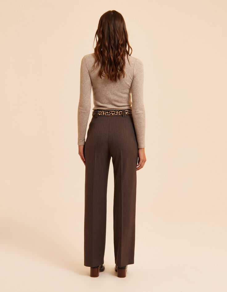 Pantalon de tailleur marron motif chevrons I.Code-4