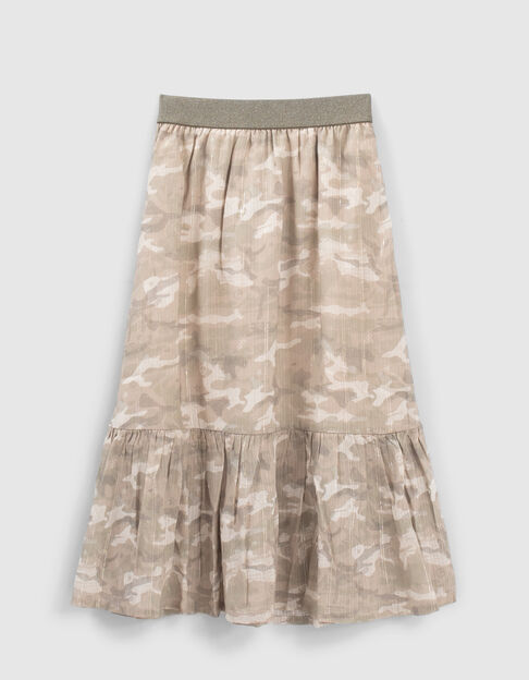 Kaki rok camouflageprint en gouden strepen meisjes
