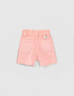 Short en jean p&ecirc;che ganses brod&eacute;es c&ocirc;t&eacute;s fille-3
