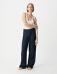 Lyocell&reg; Bruine jeans met wijde pijpen Dames-1