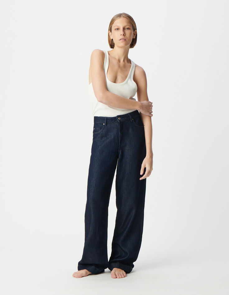 Lyocell&reg; Bruine jeans met wijde pijpen Dames-1