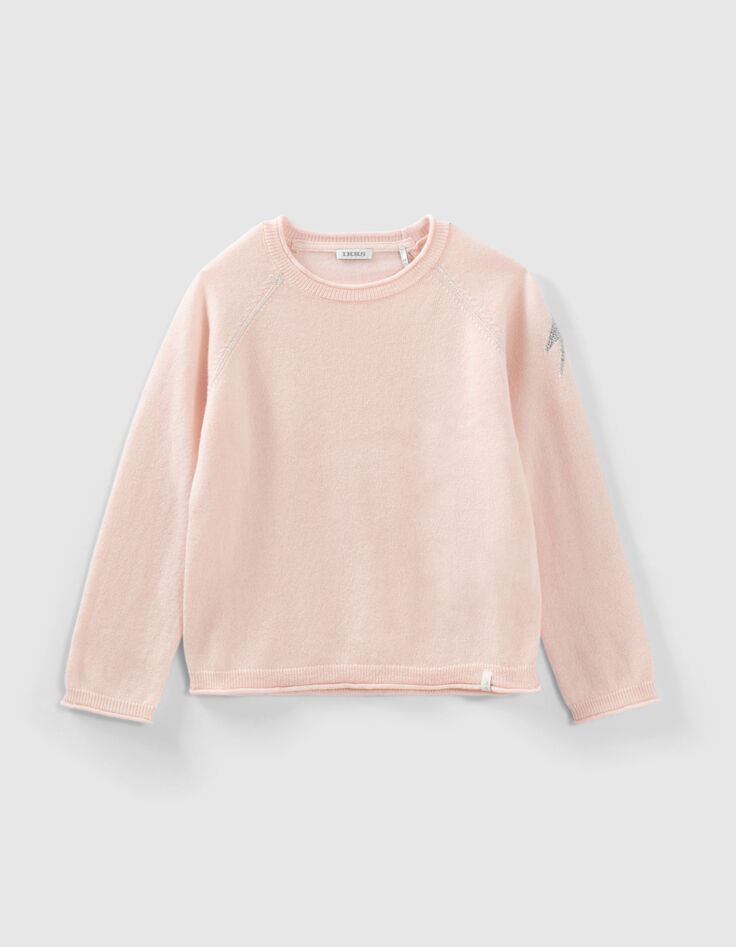 Rosa M&auml;dchenstrickpullover aus Wolle und Kaschmir-1
