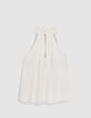 Women's white satin sleeveless top-2